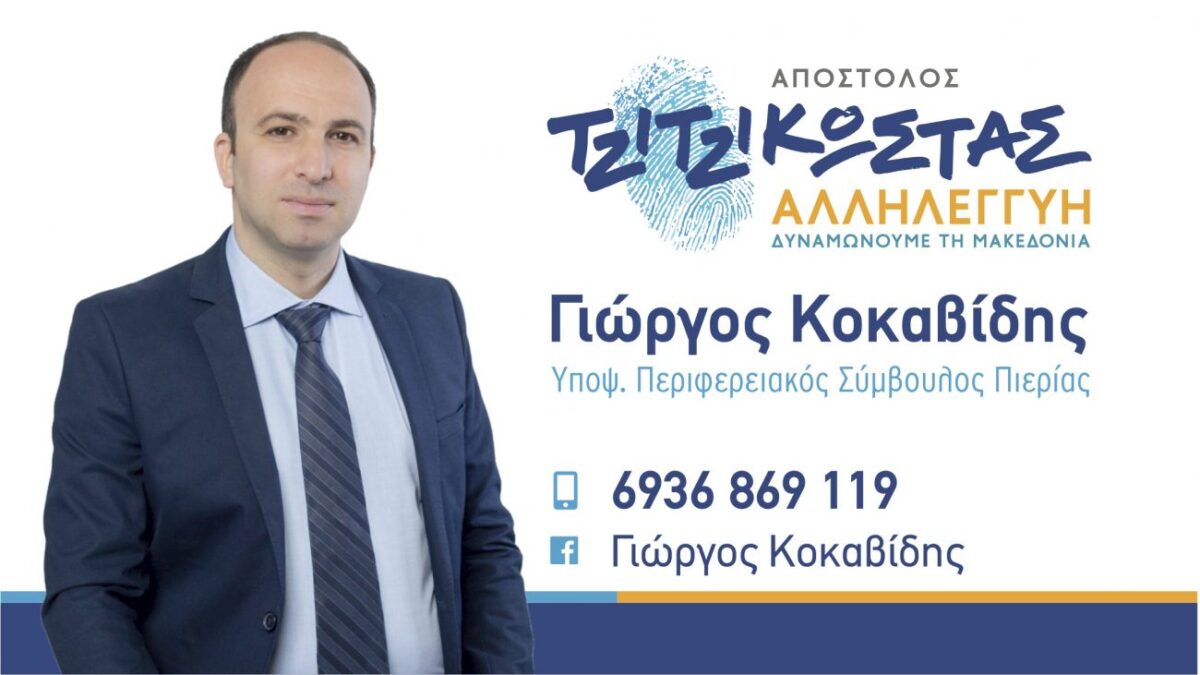 Γιώργος Κοκαβίδης, Υποψήφιος Περιφερειακός Σύμβουλος Πιερίας με τον συνδυασμό «Αλληλεγγύη» του Απόστολου Τζιτζικώστα