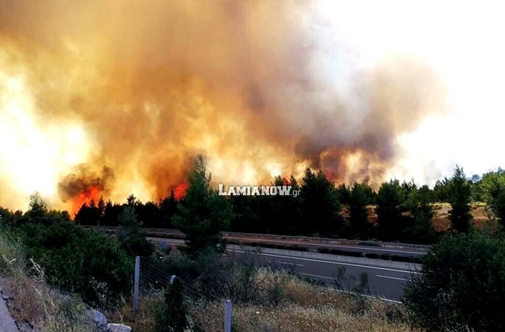 Μεγάλη φωτιά στο Μαρτίνο – Οι φλόγες πέρασαν την Εθνική Οδό Αθηνών-Λαμίας (VIDEO & ΦΩΤΟ)