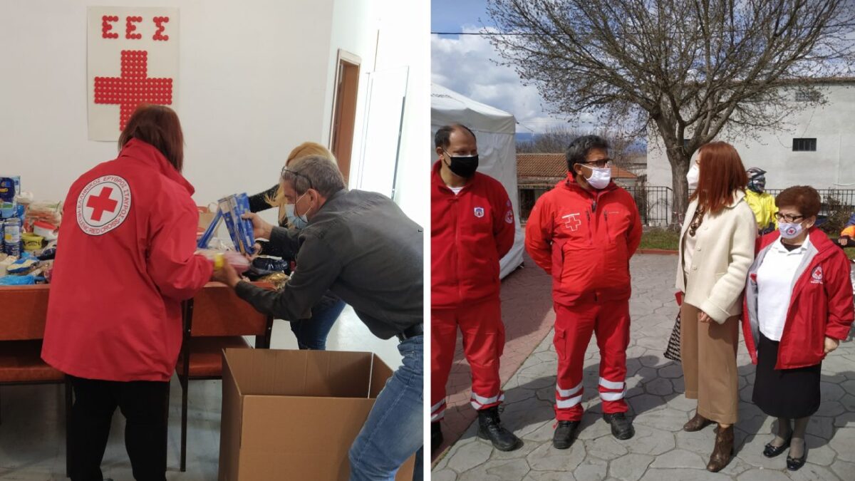 Ο Ελληνικός Ερυθρός Σταυρός Κατερίνης παρέδωσε τρόφιμα & είδη πρώτης ανάγκης στους σεισμοπαθείς της Ελασσόνας