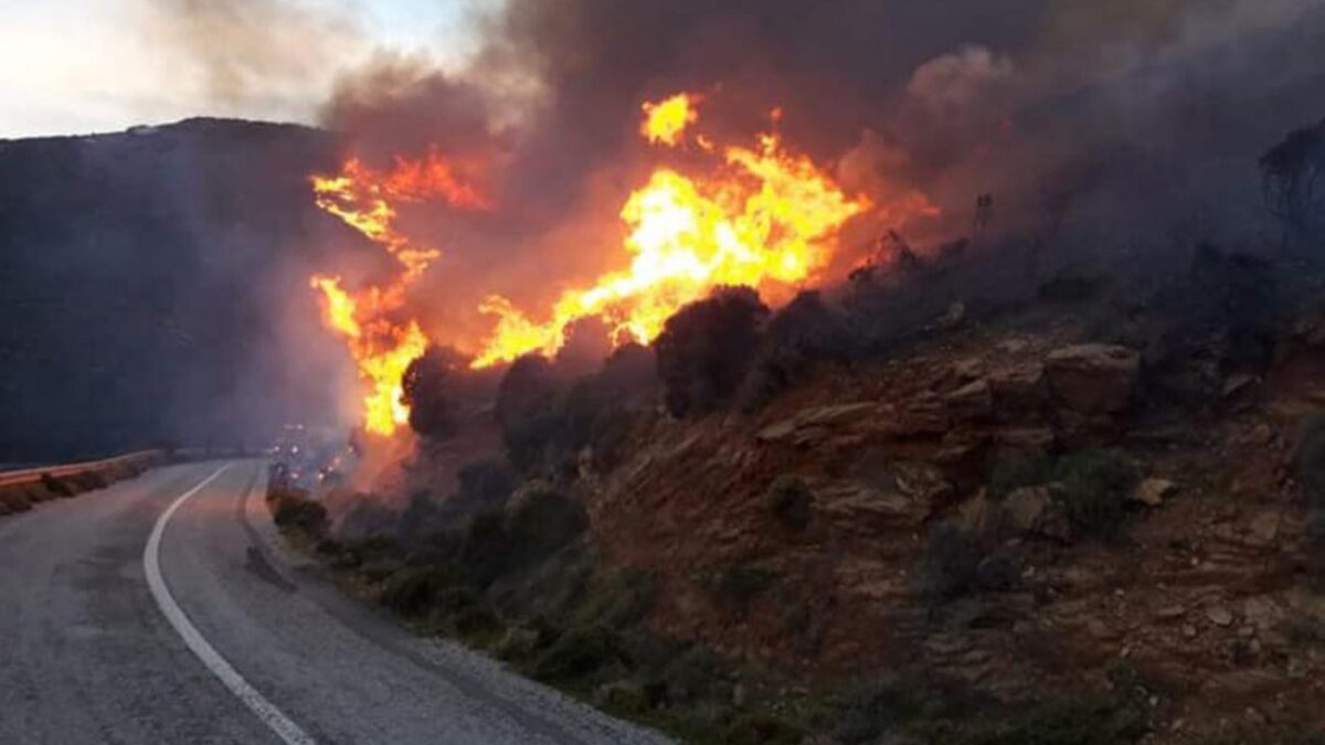 Μεγάλη φωτιά στην Άνδρο: Εκκενώθηκαν δυο οικισμοί, τραυματίστηκε πυροσβέστης (BINTEO)