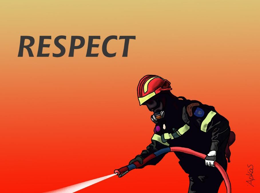 Το συγκλονιστικό σκίτσο του Αρκά για τους πυροσβέστες