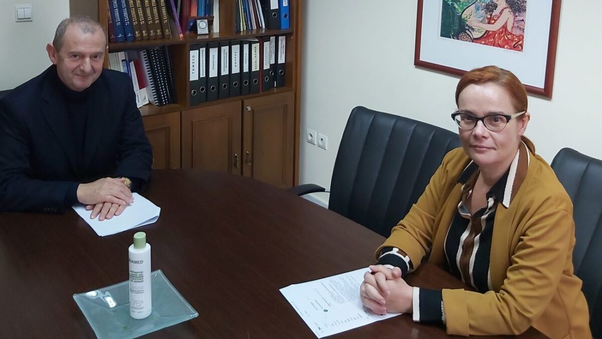 Συνάντηση της βουλεύτριας Ε. Σκούφα με τον Πρόεδρο του Ε.Β.Ε Πιερίας Ηλία Χατζηχριστοδούλου