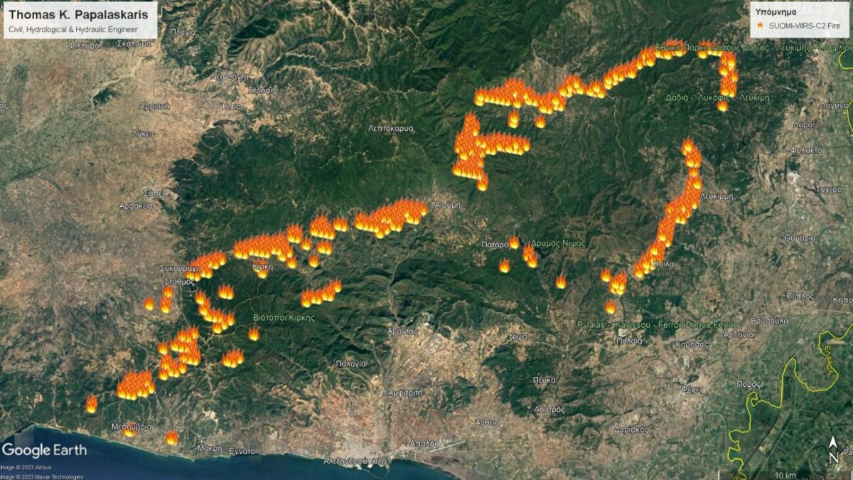 Φωτιά στην Αλεξανδρούπολη: Εντοπισμός 374 εστιών φωτιάς από δορυφόρους της NASA