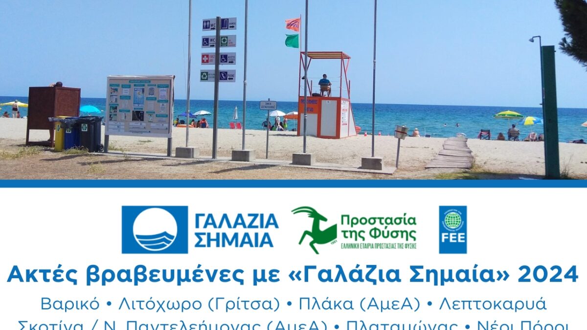 Δήμος Δίου-Ολύμπου: Επτά ακτές των δημοτικών ενοτήτων Ανατολικού Ολύμπου και Λιτοχώρου τιμήθηκαν για 4η χρονιά με «Γαλάζια Σημαία»
