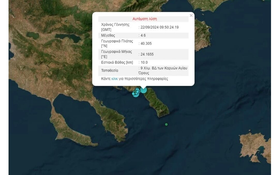 Σεισμός 4,6 Ρίχτερ στην Χαλκιδική