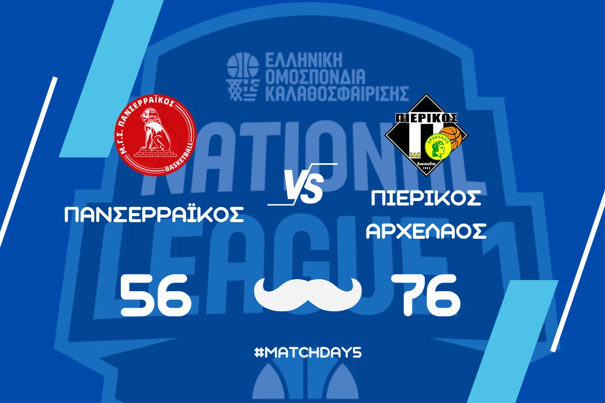 National League 1 (5η αγωνιστική): ΜΓΣ Πανσερραϊκός -ΣΦΚ Πιερικός Αρχέλαος 56-76 (Video)