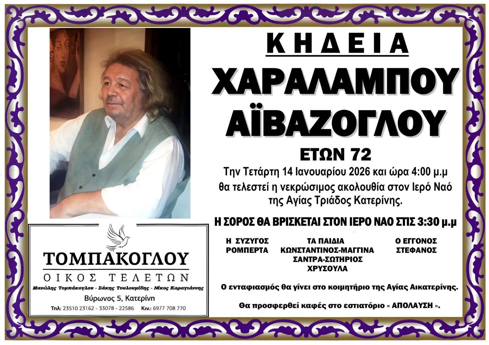 “Έφυγε” ο Χαράλαμπος Αϊβαζογλου
