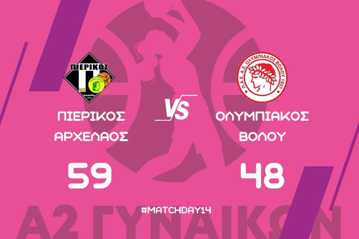 Α2 Εθνική Κατηγορία Γυναικών: Πιερικός Αρχέλαος – ΑΣ Ολυμπιακός Βόλου 59-48